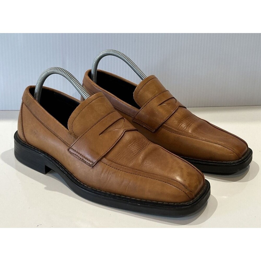 Vintage 70s Style Bass Blaisdell Men's 7.5 Loafer Brown Leather Square Toe Shoes